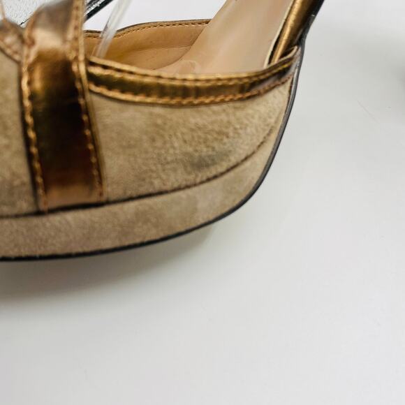 Tahari Angela Tan Suede T-Strap Heel‎ Size 10 - Picture 6 of 11